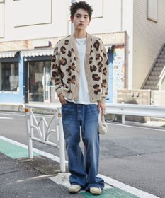 WEGO ベロアモールパターンカーディガン