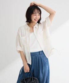 Green Parks 表面感裾ドロスト半袖シャツ