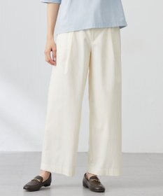 J.PRESS LADIES 【洗える】セルロースリネンストレッチ タックワイドパンツ