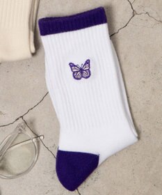 WEGO ワンポイント刺繍クルーソックス