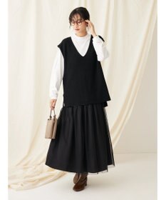 CRAFT STANDARD BOUTIQUE 【2点セット】洗える 60/2 14G片畦Vネックベスト+ロンTEE SET