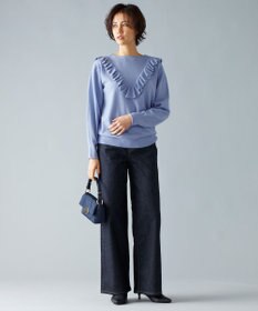 自由区 【洗える】ピュアカシミヤフリルディティール ニット