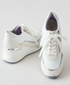 Dominic3 ヒールアップ グリッタートリム サイドジップスニーカー