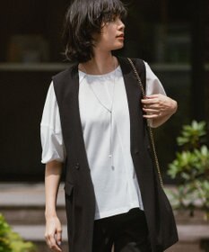 自由区 【洗える】ボリュームスリーブピケ カットソー