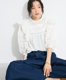 CRAFT STANDARD BOUTIQUE フリル使いマニーレースピンタックブラウス