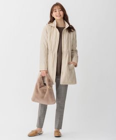 自由区 【裏起毛/撥水加工】TRギャバ グレンチェック テーパードパンツ