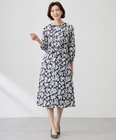 J.PRESS LADIES 【洗える】スパンフラワープリント  ワンピース