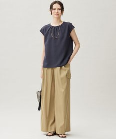 自由区 L 【カタログ掲載・接触冷感・UVカット・洗える】デニムライクボトムフレアワイド パンツ