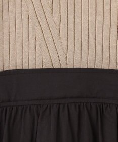 Feroux 【洗える】バイカラー襟ニットドッキング ワンピース