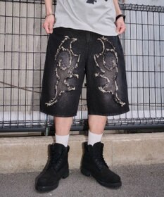 WEGO スーパーバギーフリンジデニムショーツ