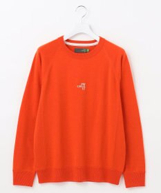 PW CIRCULUS 【MEN】【洗える】ロゴ ラグランスリーブ クルーネック ニット