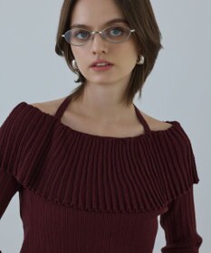 GRACE CONTINENTAL アイレットフレアニットトップ