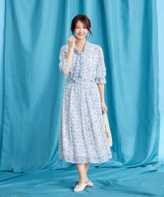 Tiaclasse 【洗える】プリントボウタイ柄ワンピース