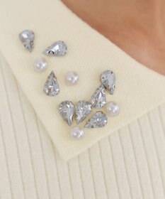 Tiaclasse 襟ビジュー付きニットプルオーバー