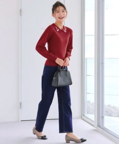 Tiaclasse 襟ビジュー付きニットプルオーバー