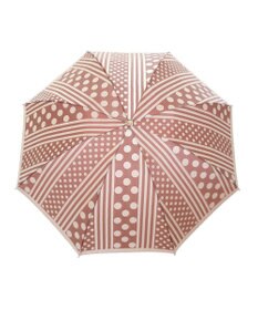 槇田商店 Kirie ドットとストライプ アンティークボルドー 折りたたみ傘