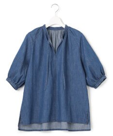 23区 【洗える】ライトダンガリー サマー スキッパーブラウス