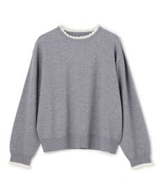 UNFILO フリルトリミング ニット グレー×エクリュ