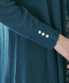 Tiaclasse 【洗える】ボタン付きロングリブカーディガン