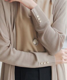 Tiaclasse 【洗える】ボタン付きロングリブカーディガン