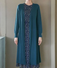 Tiaclasse 【洗える】ボタン付きロングリブカーディガン