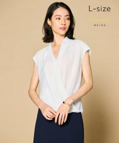 BEIGE， 【L-size】OLIVE / カシュクールフレンチスリーブブラウス