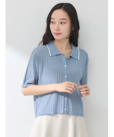 earth music&ecology ラインポロニットカーディガン