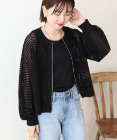 AMERICAN HOLIC 【先行予約】ジップアップメッシュニットカーディガン【WEB限定カラー有り】