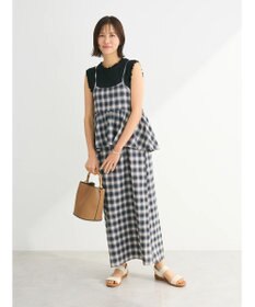 Green Parks チェックペプラムキャミワンピース