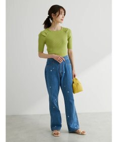 Green Parks ・Ｄｏｕｂｌｅ　Ｆｌａｇｓ　ハナ＆ハート　刺繍デニムパンツ