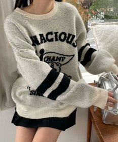 WEGO ファニーグラフィックフラッフィーニットプルオーバー