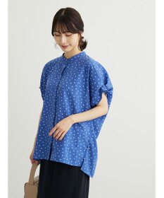 Green Parks ドット柄タックスリーブブラウス