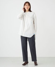 SHARE PARK LADIES 【UVカット・撥水・ストレッチ】イージーデニムノーカラーシャツ