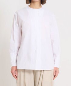 muuc 〈遠州織物の工場で織られた上質なコットン生地〉〈通年着られる〉ノーカラーブラウス