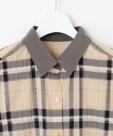 自由区 【洗える】シアーブライトチェック ブラウス