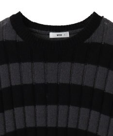 WEGO ボーダーワイドリブダメージニット