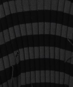 WEGO ボーダーワイドリブダメージニット