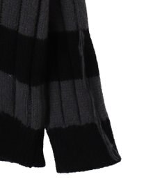 WEGO ボーダーワイドリブダメージニット