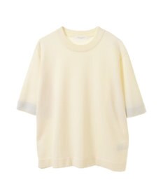 Green Parks 袖裏配色５分袖ニットプルオーバー