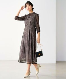 ANY SIS 【Lily Calin】バイカラードットチュール ドレス ローズグレー×ブラックレース