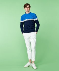 23区GOLF 【MEN】【ウォッシャブル】ロゴライン カラーニット