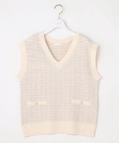 ANY SIS 【洗える】ツイードニット ベスト