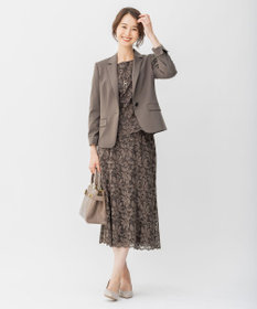 自由区 【洗える】フラワーコードレース ペプラムブラウス