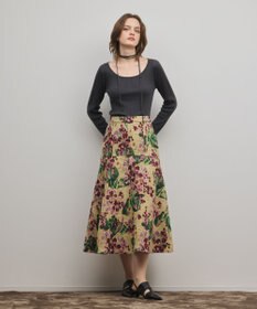 GRACE CONTINENTAL フラワージャガードフレアスカート