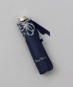 AURORA NINA RICCI （ニナリッチ)  リボン＆ネモフィラ風 刺しゅう晴雨兼用パラソル（クイックオープン折り畳み・ミニ傘）