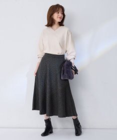 ANY ボリュームスリーブＶネックニット