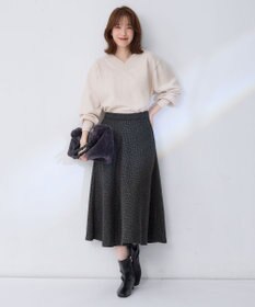 ANY ボリュームスリーブＶネックニット