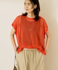 AMERICAN HOLIC ウォッシャブルシアーニットフレンチスリーブトップス