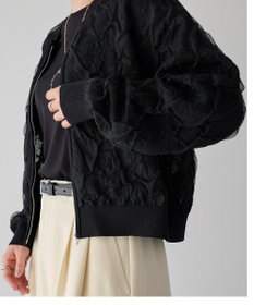 YECCA VECCA フクレジャガードニットブルゾン