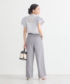 earth music&ecology ミニチェックバルーンスリーブブラウス